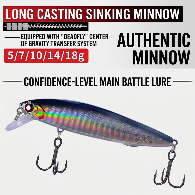 Fishing Lure Jerkbait - Zinkende Minnow-vislokdozen, langzaam zinkende, verre afstand
