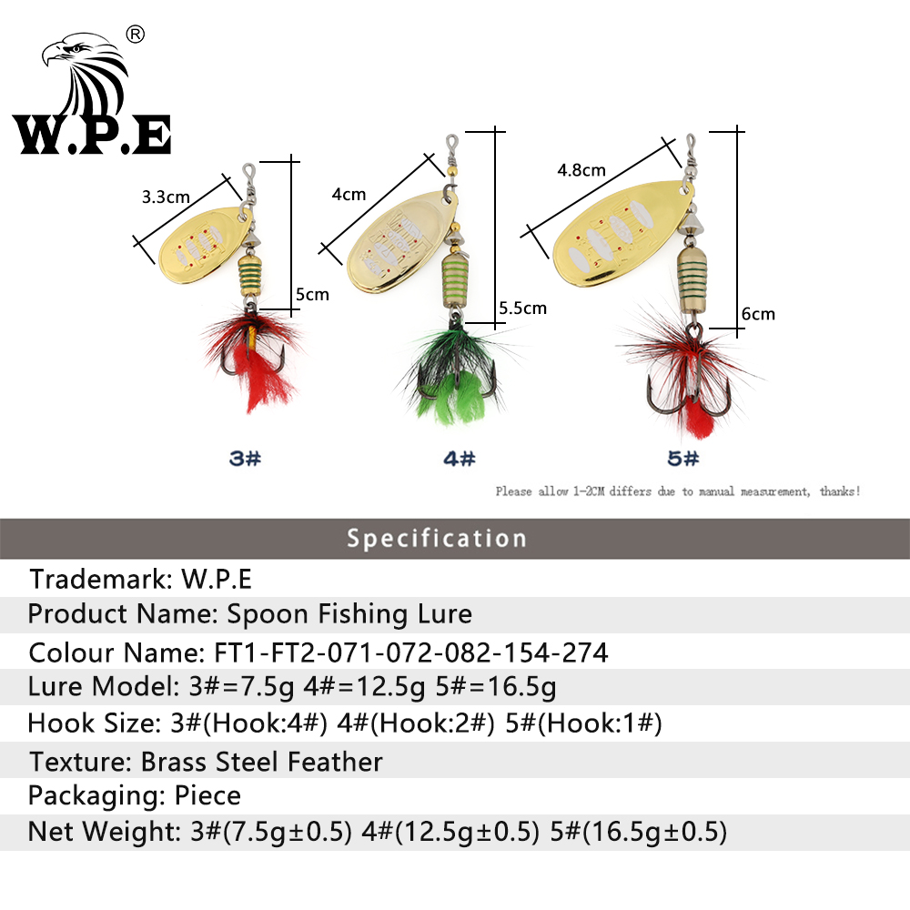 W.p.e Komodo Spinner Lokken 2  - Fishing Lure Spoon recensie en prijs